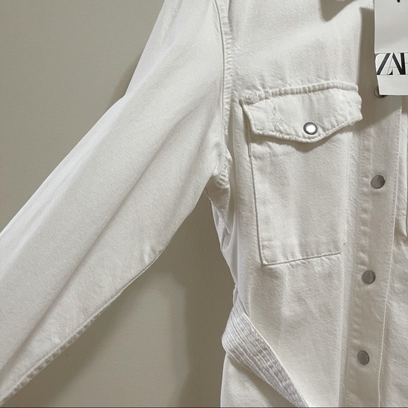 ZARA White Belted Overshirt Jacket - Picture 5 of 7